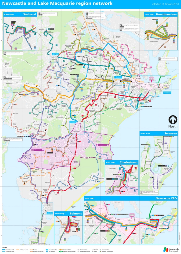 Newcastle Bus map