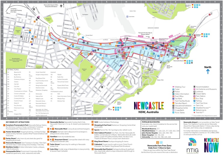 Newcastle tourist map