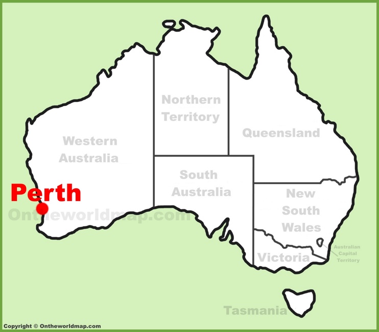 Perth location on the Australia Map