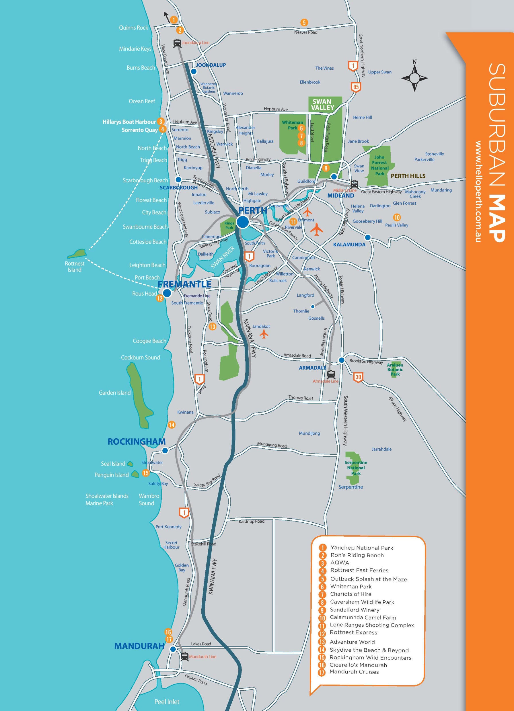 tourist map perth and surrounds