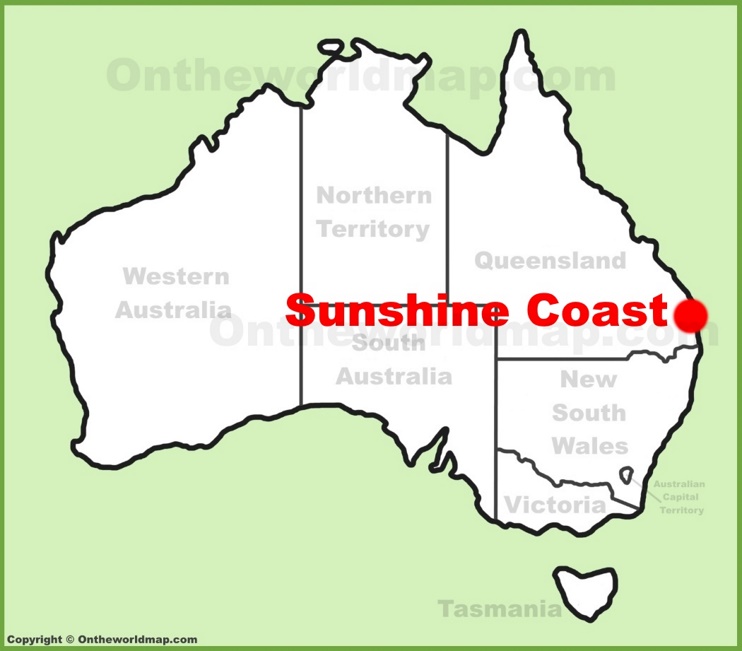 Sunshine Coast location on the Australia Map
