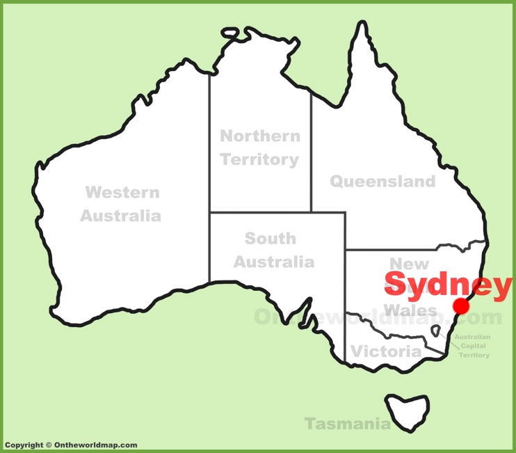 Sydney location on the Australia Map