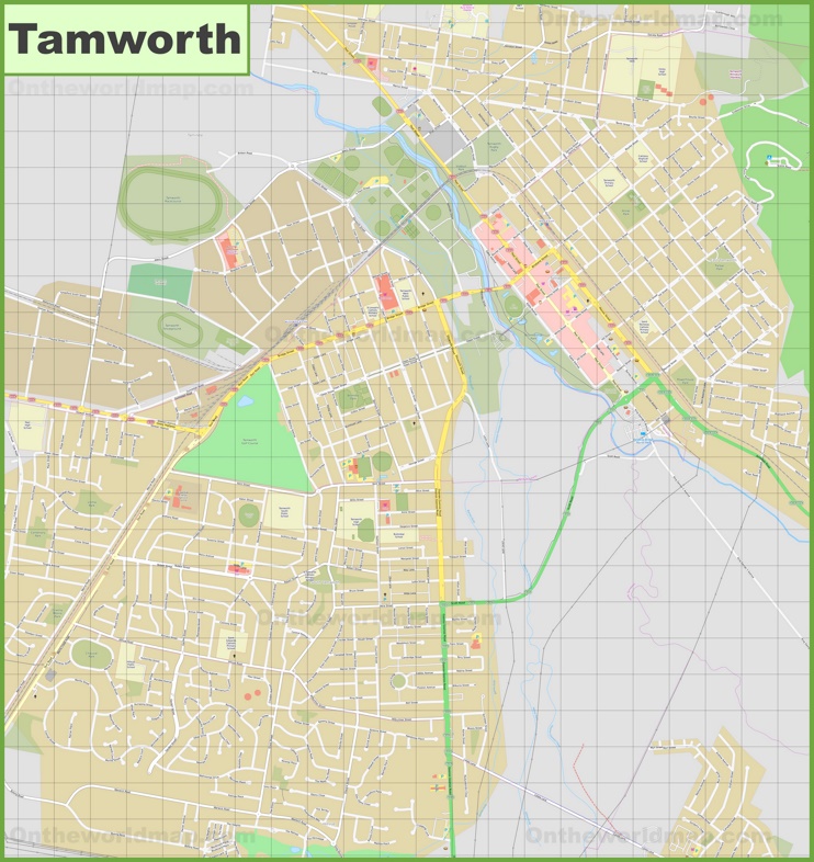 Large detailed map of Tamworth