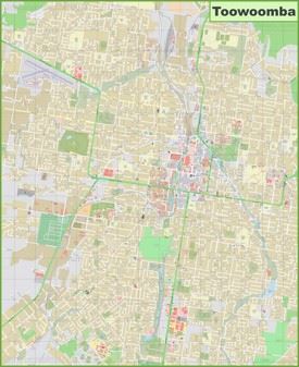 Large detailed map of Toowoomba