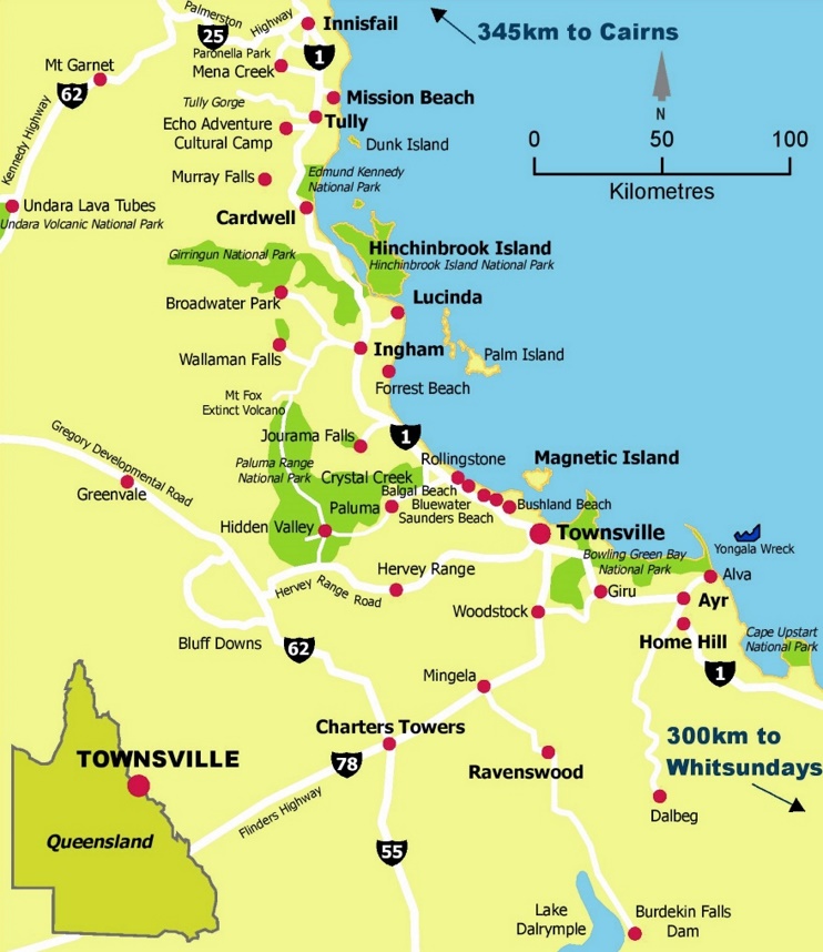 Townsville area map - Ontheworldmap.com
