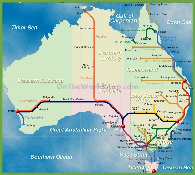 Railway map of Australia