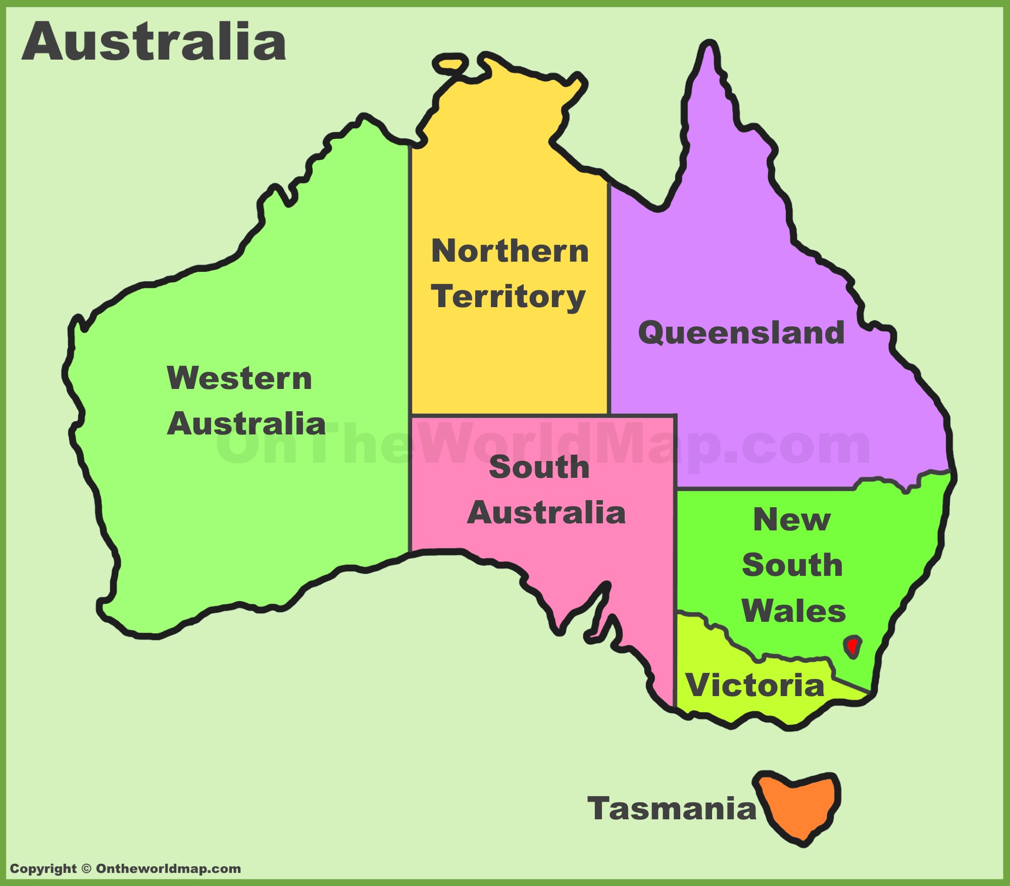 Australia states territories map | List of Australia states and territories