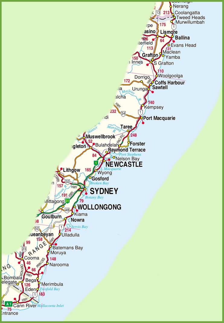 New South Wales Coast Map Ontheworldmap