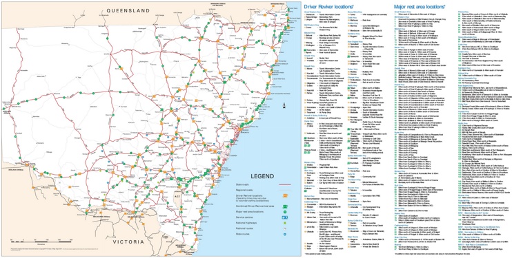 New South Wales rest area map