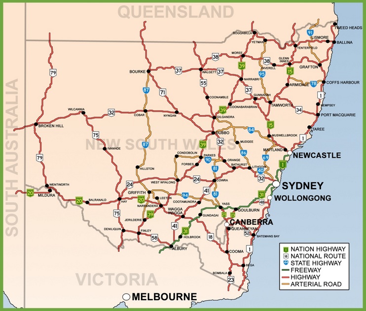 New South Wales road map