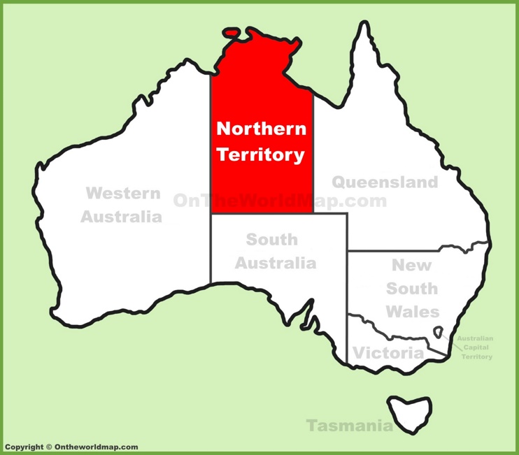Northern Territory location on the Australia Map
