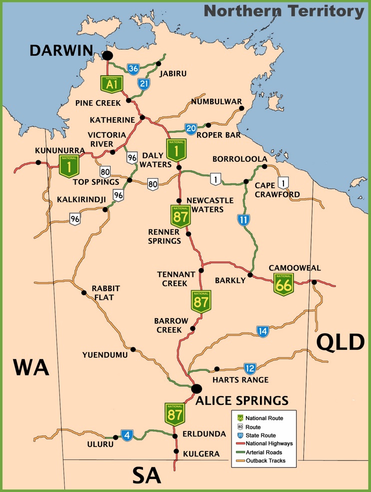 Northern Territory Road Map 