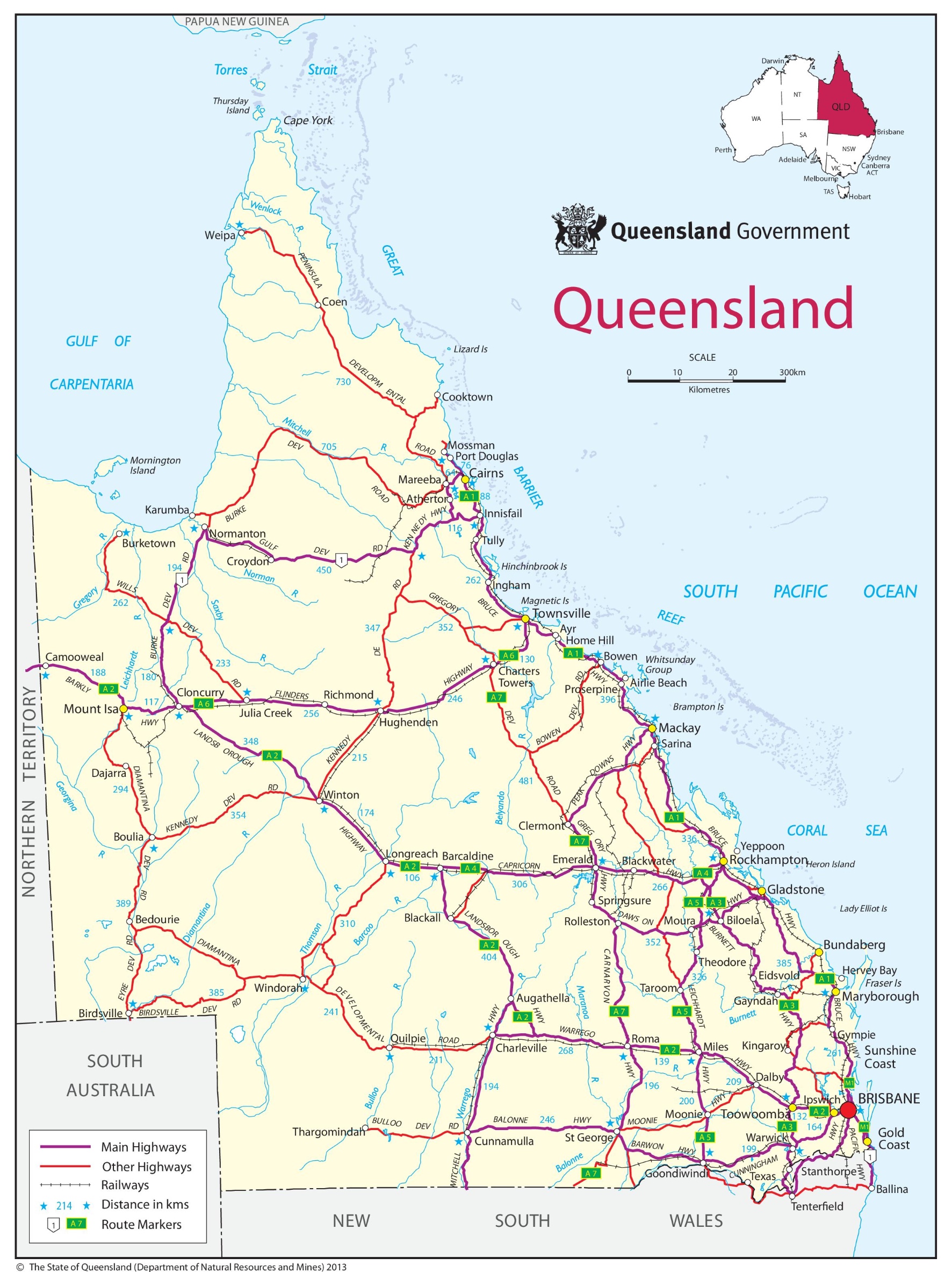 Qld Map Of Towns Queensland Road Map