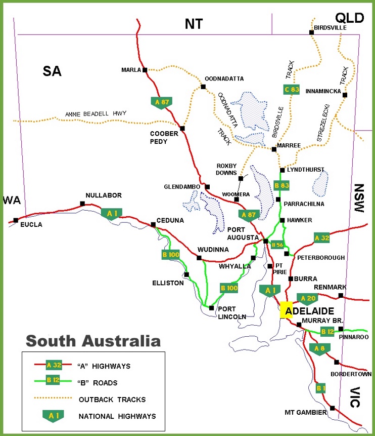 South Australia road map