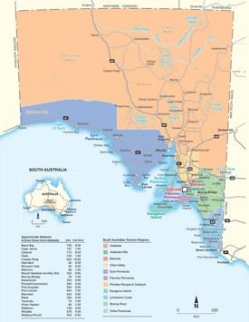 South Australia tourism regions map