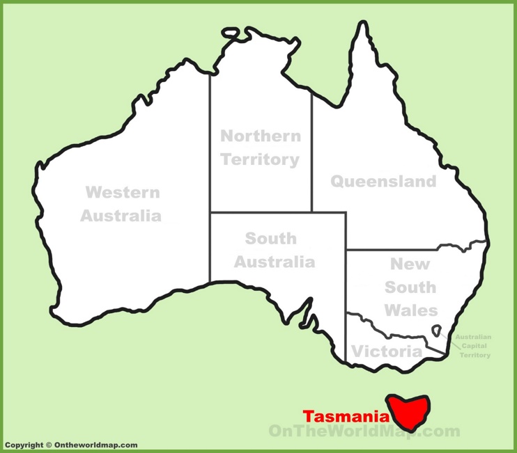 Tasmania location on the Australia Map