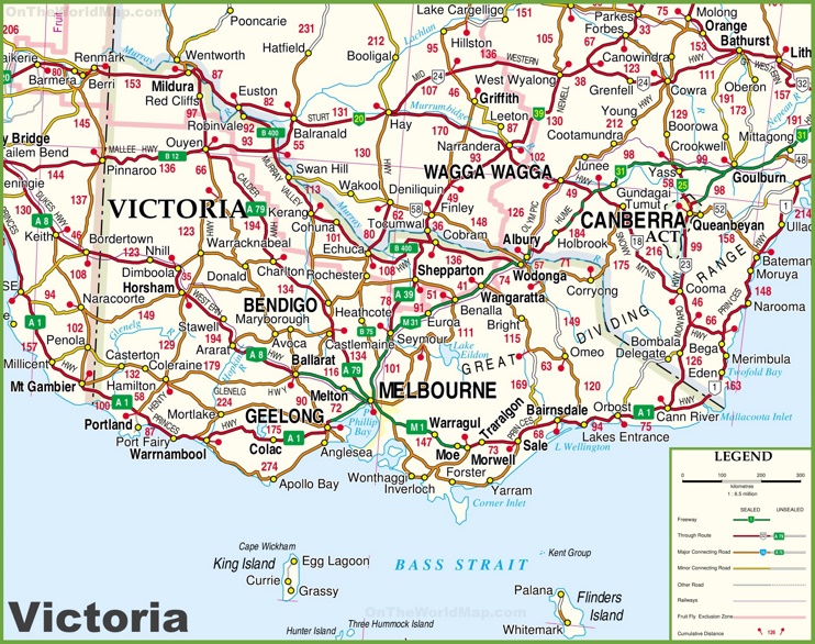 Large detailed map of Victoria with cities and towns