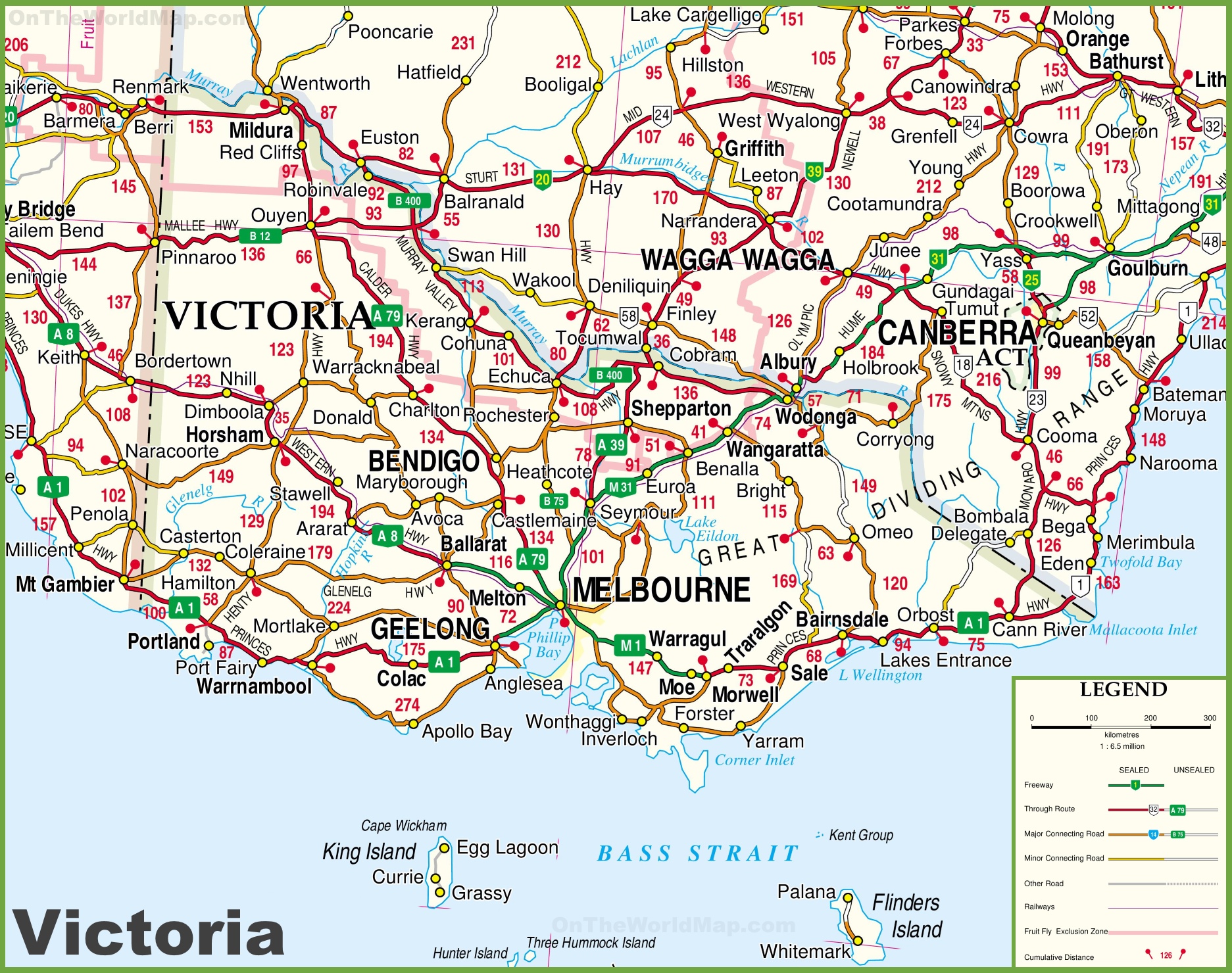 Large detailed map of Victoria with cities and towns