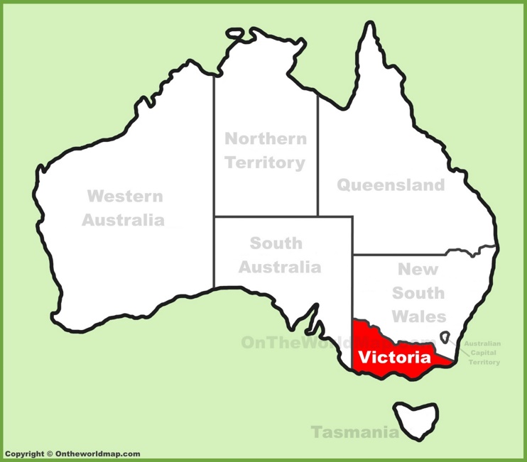 Victoria location on the Australia Map