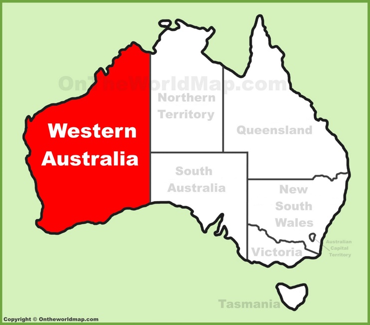 Western Australia location on the Australia Map