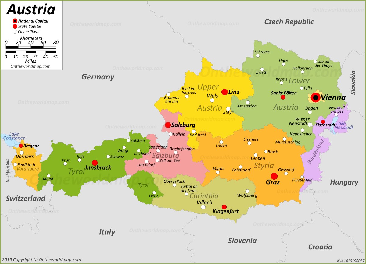 Mapas Imprimidos de Austria con Posibilidad de Descargar