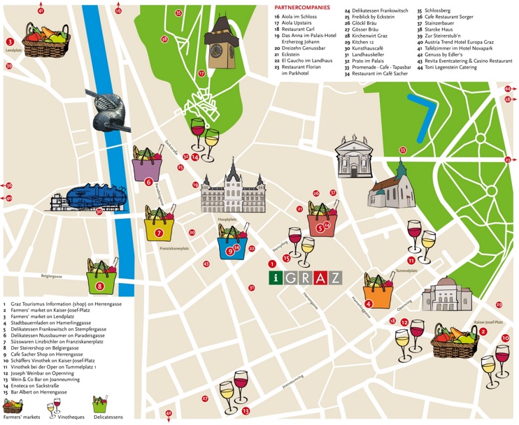 Graz restaurants and bars map
