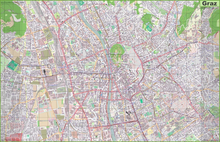Large detailed map of Graz