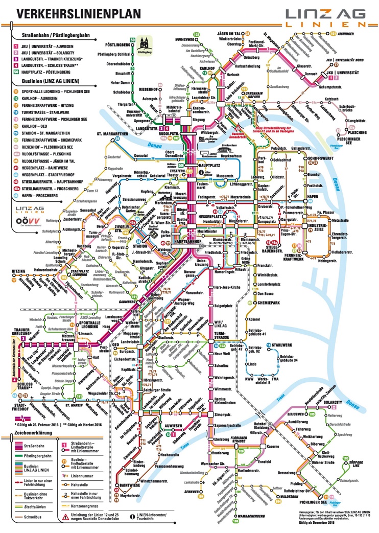 Linz public transport map