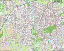 Large detailed map of Salzburg