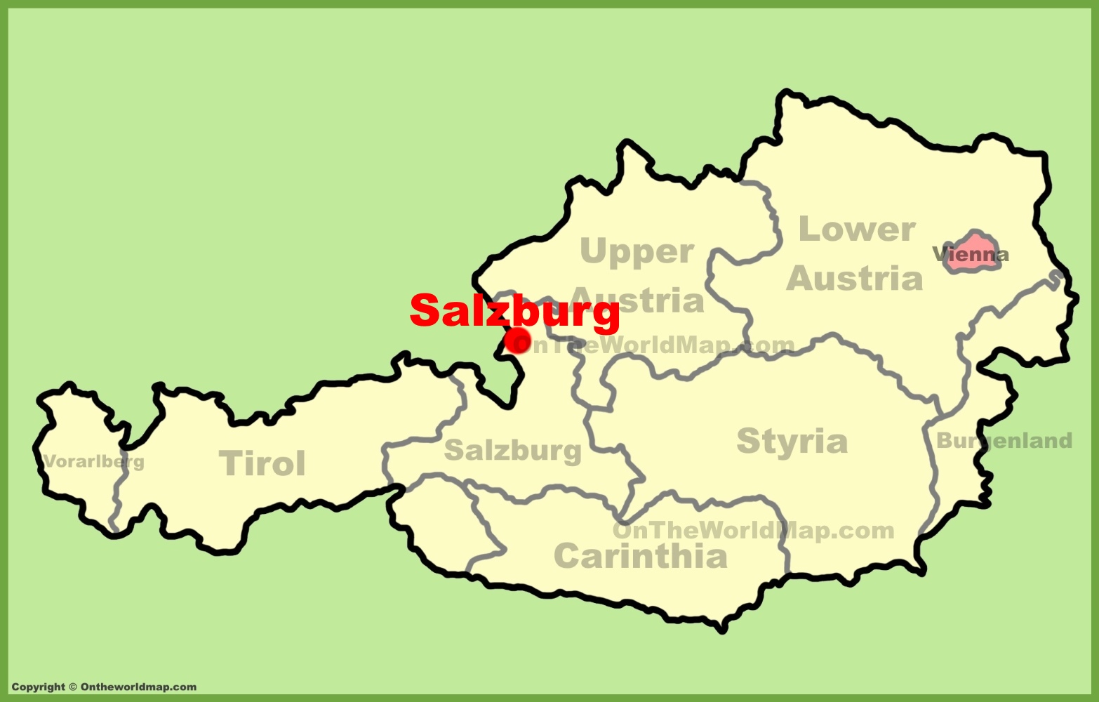 Salzburg location on the Austria Map - Ontheworldmap.com