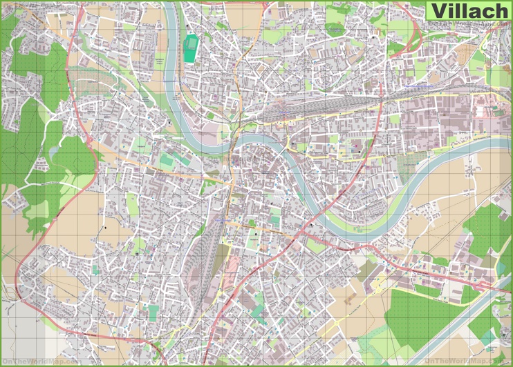 Large detailed map of Villach