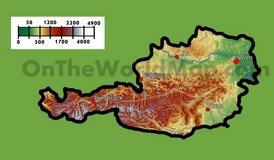 Physical map of Austria