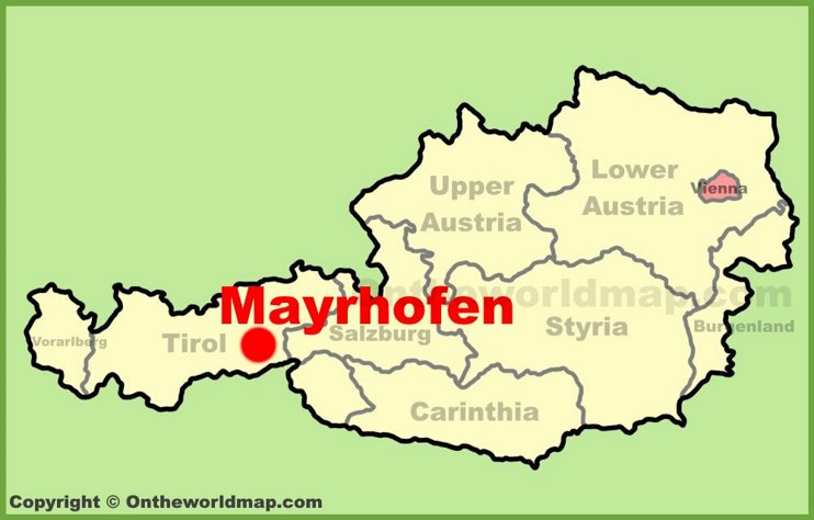 Mayrhofen location on the Austria Map