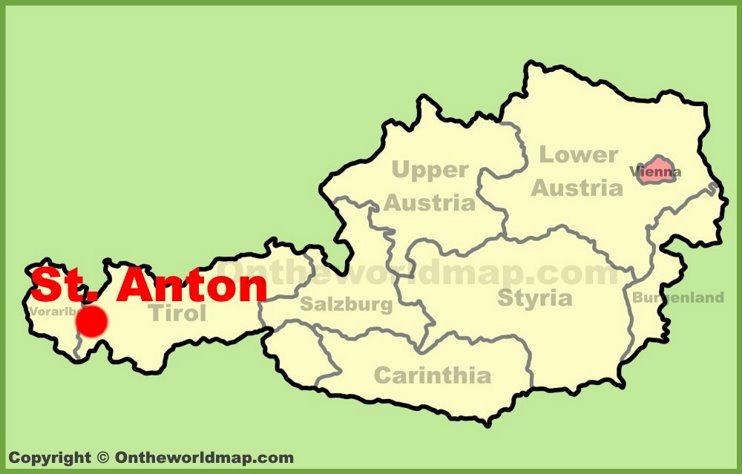 St. Anton location on the Austria Map