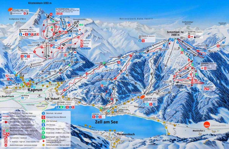 Zell am See and Kaprun ski map