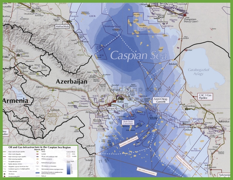 Map of oil and gas in Azerbaijan