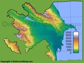 Physical map of Azerbaijan