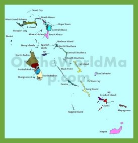 Administrative map of districts in The Bahamas