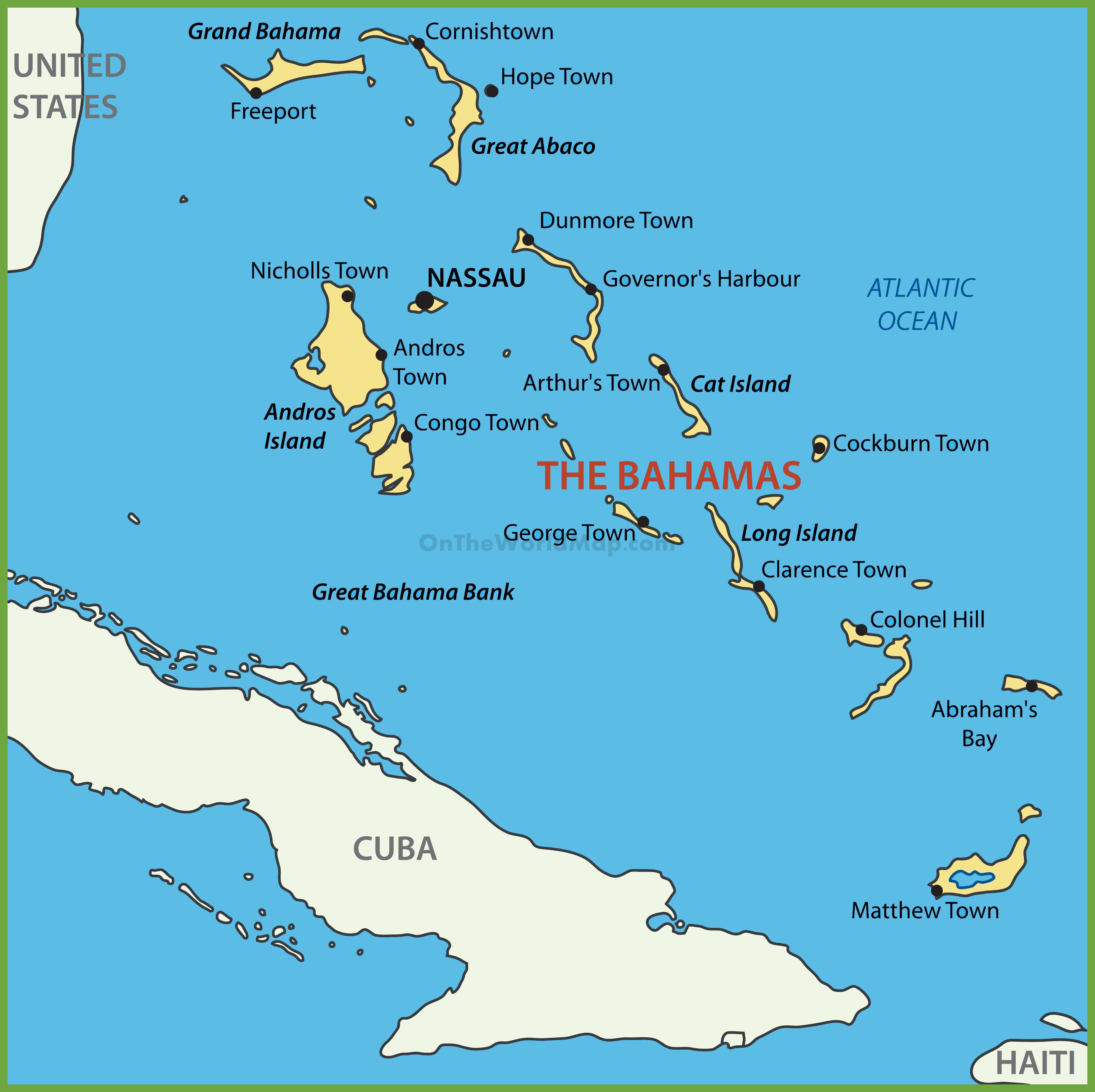 Bahama Islands Map Ontheworldmap Com   Bahama Islands Map 