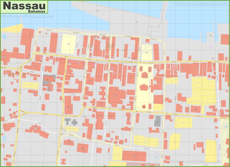 Detailed map of Nassau Downtown