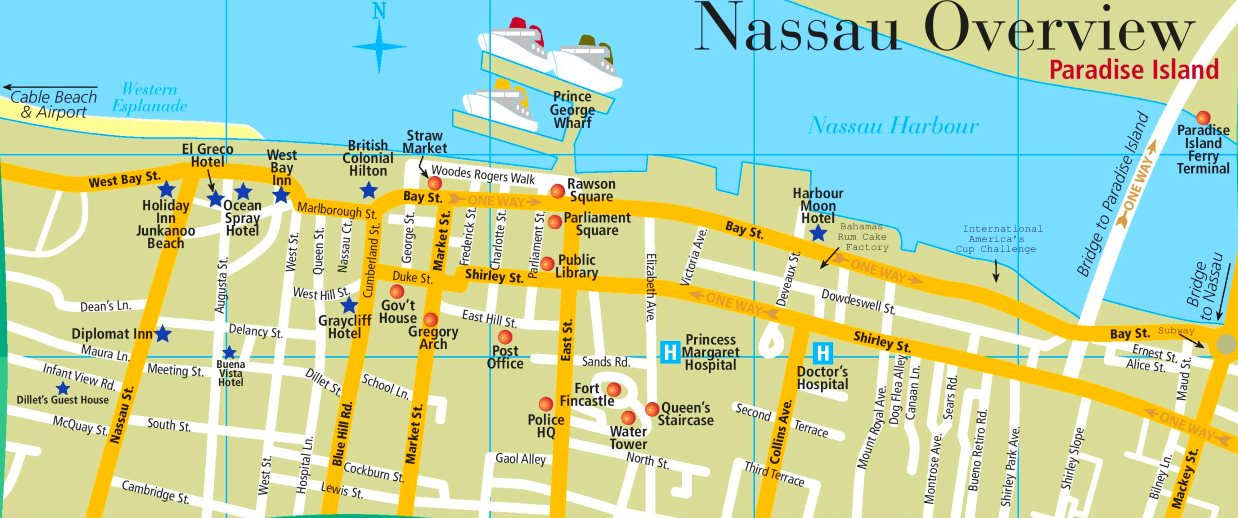 nassau bahamas tourist map