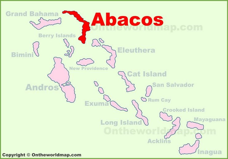 Abacos location on the Bahamas Map