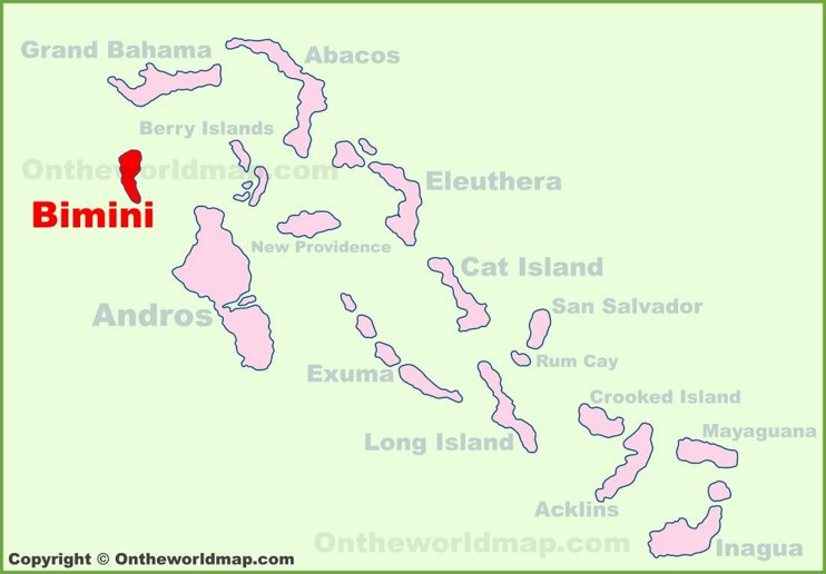 Bimini location on the Bahamas Map