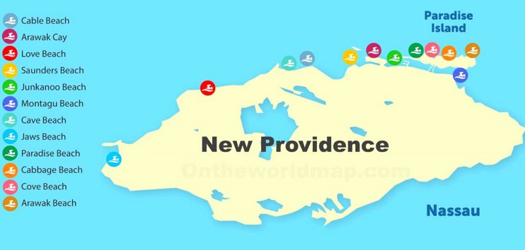 New Providence beaches map