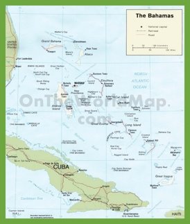 Road map of The Bahamas