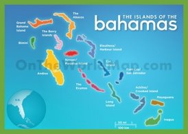 The islands of The Bahamas map