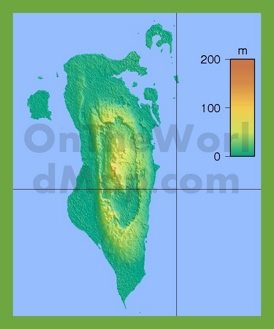 Physical map of Bahrain