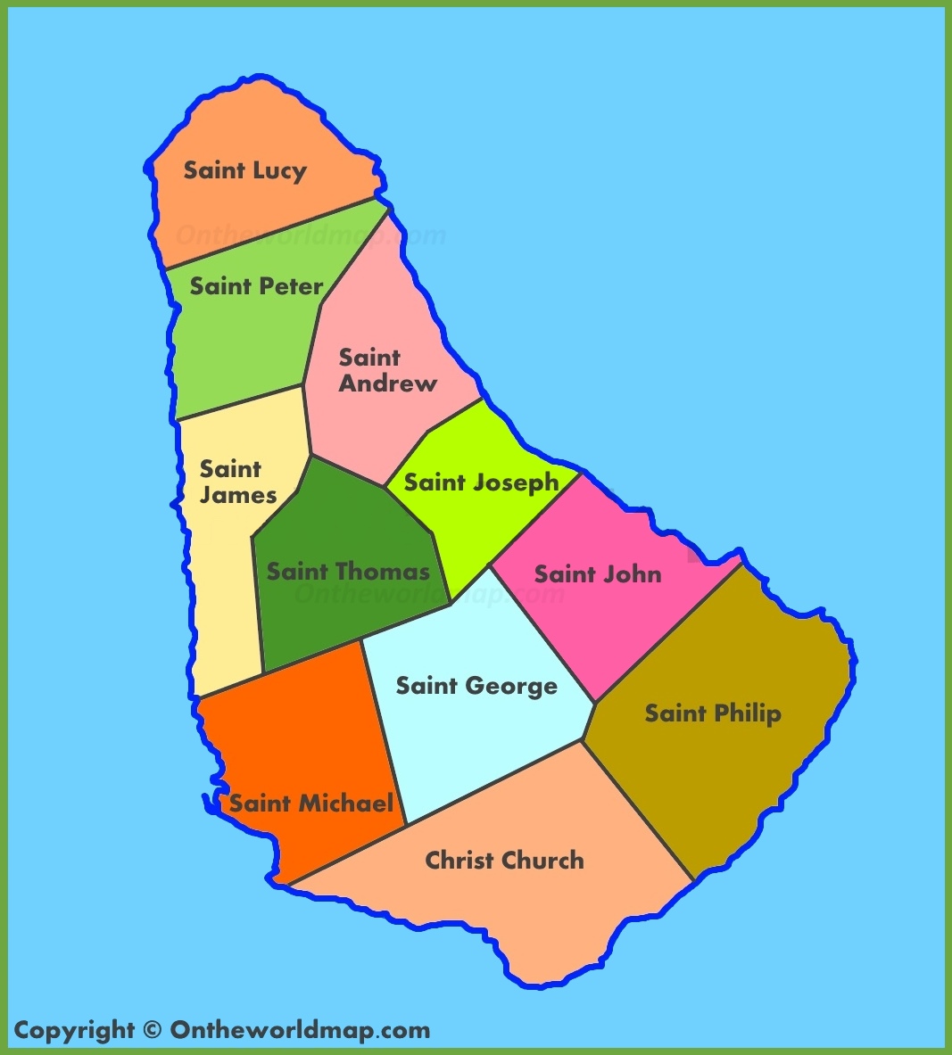 Barbados Parish Map Administrative Map Of Barbados Ontheworldmap Barbados Parish Map Administrative Map Of Barbados Ontheworldmap