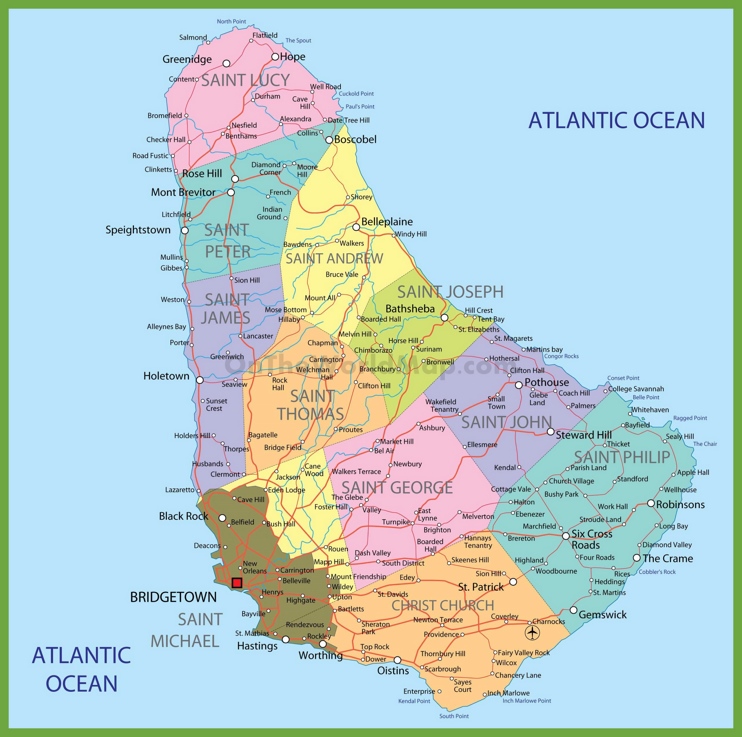 Barbados political map