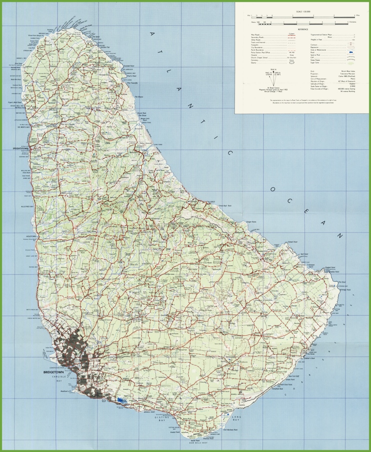 Large detailed map of Barbados